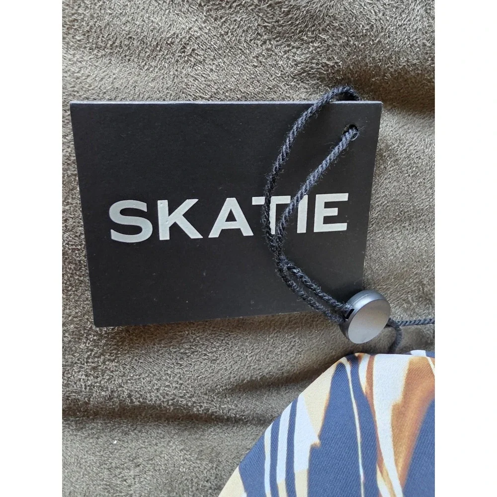 Skatie Bikini Bottom XL Black Tan White Abstract Swim Brief Swimwear